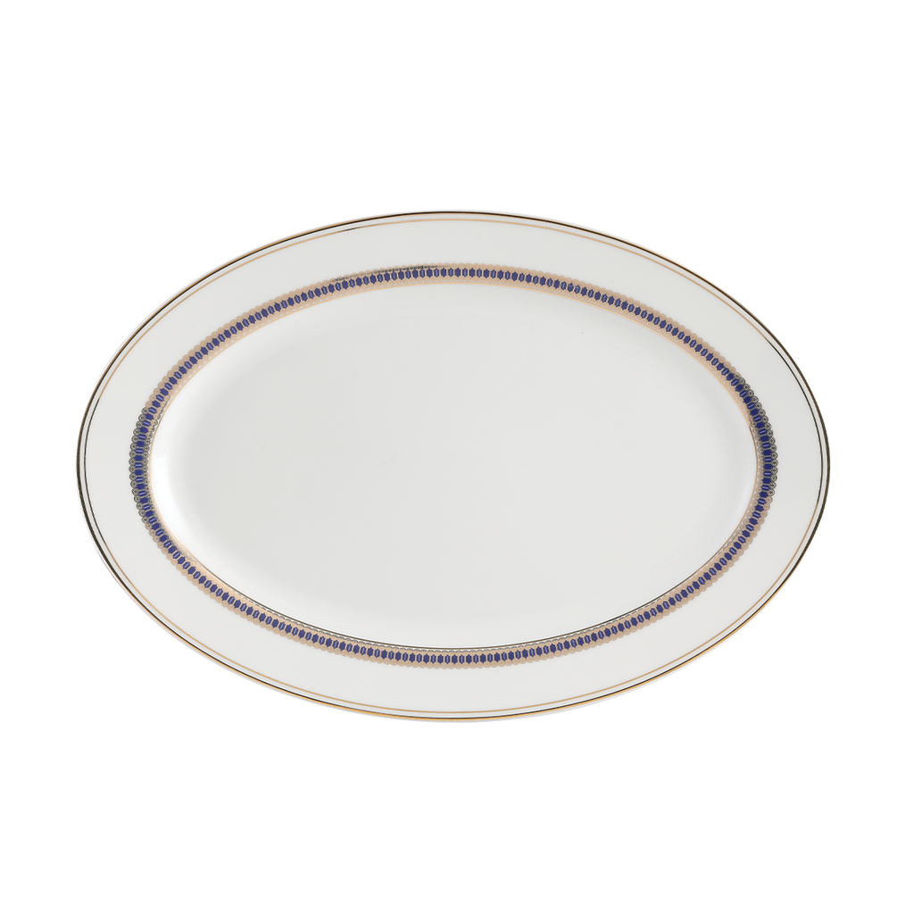 Decopor 12" Oval Plate Midnight Gold Design