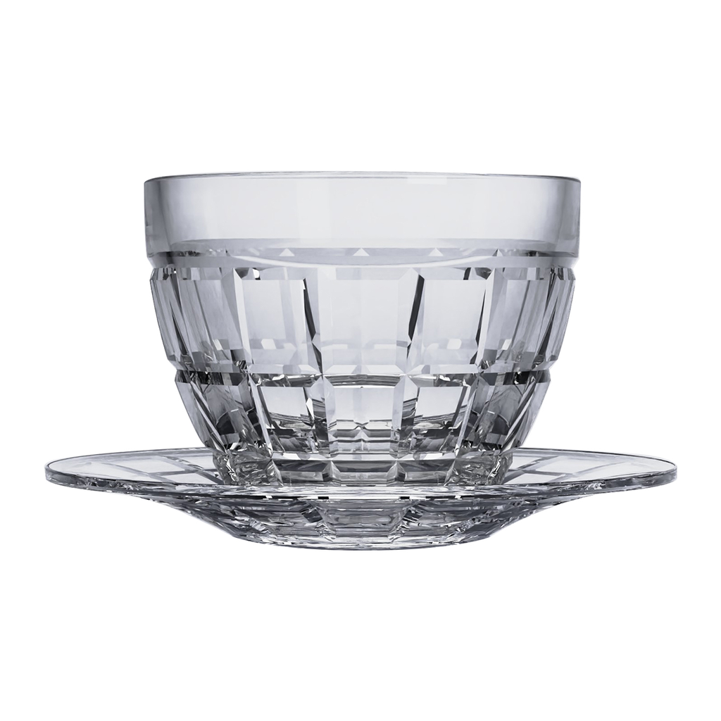 Vague Ice 12 Piece Pudding Glass Bowls with Saucers 3"