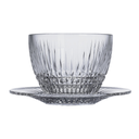 Vague Stripes 12 Piece Pudding Glass Bowls  with Saucers 3"