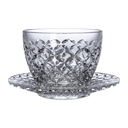 Vague Crystal 12 Piece Pudding Glass Bowls  with Saucers 3"