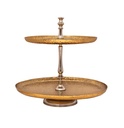 Vague Aluminium Round 2 Tier Stand with Stainless Steel Gold Finish 41 cm India