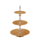 Vague Aluminium Round 3 Tier Stand with Stainless Steel Gold Finish 30 cm, 23 cm, 17.5 cm