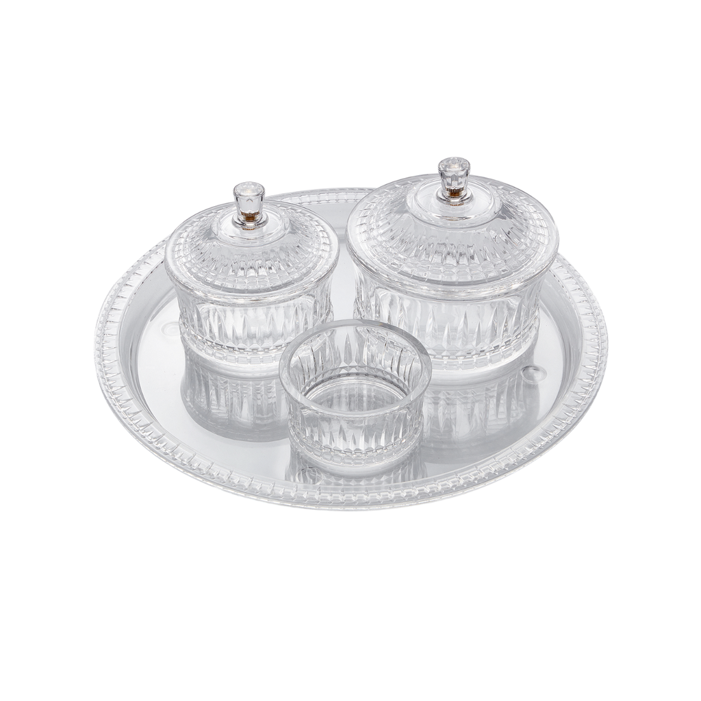 Vague Acrylic Round Date Serving Set with Round Tray