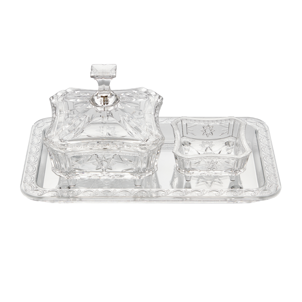 Vague Acrylic Square Date Serving Set with Tray