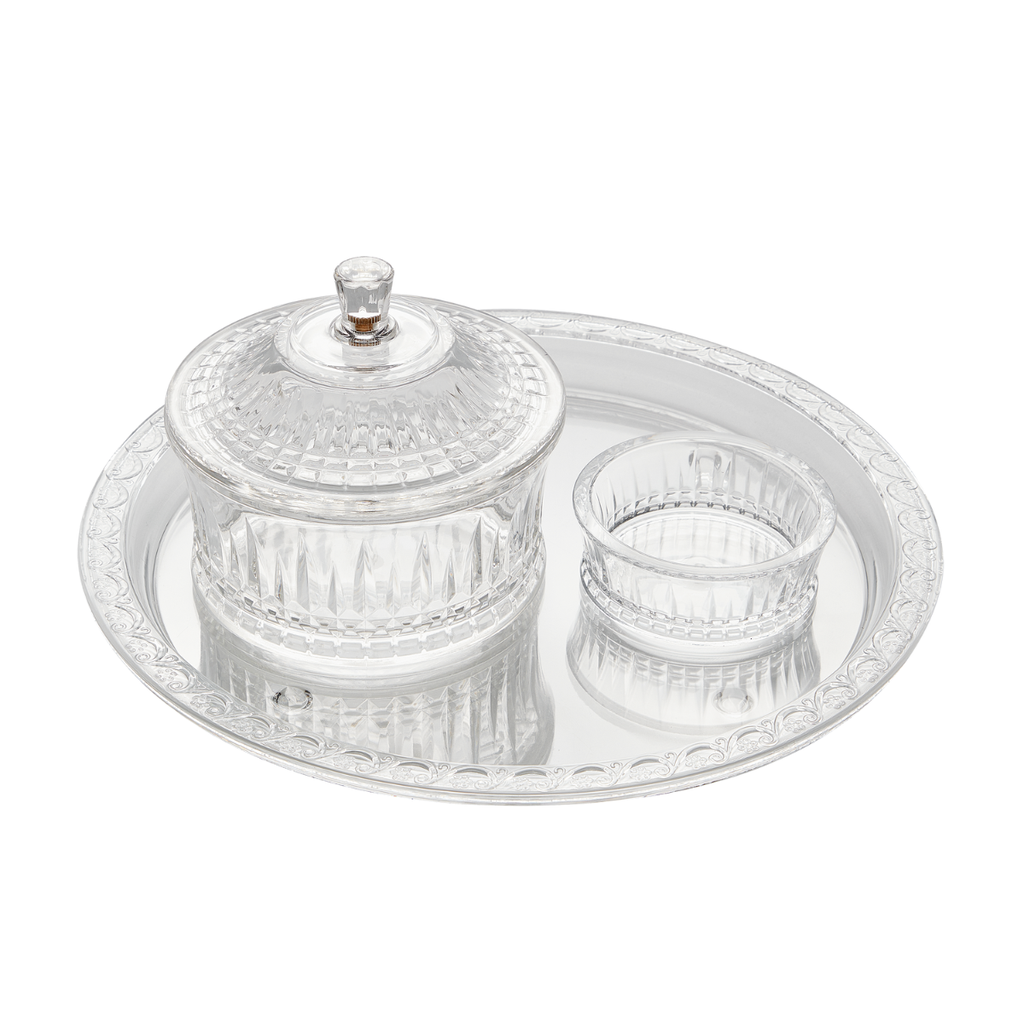 Vague Acrylic Round Date Serving Set with Tray