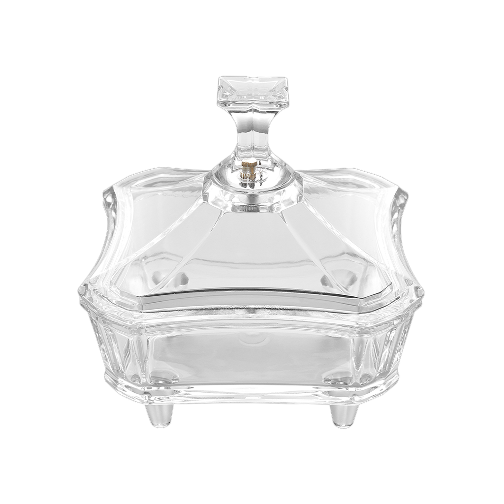 Vague Acrylic Square Bowl with Lid 10 cm