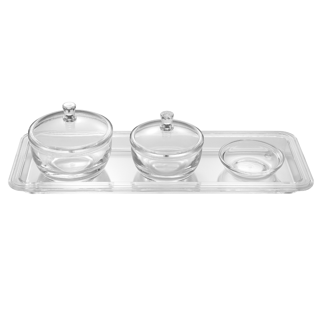 Vague Acrylic Round Date Serving Set with Rectangular Tray