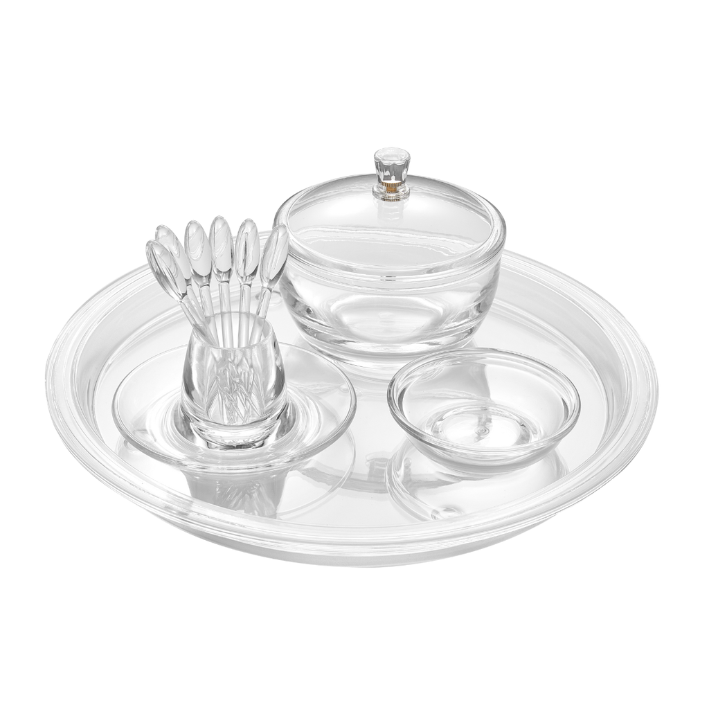 Vague Acrylic Round Date Serving Set with Round Tray
