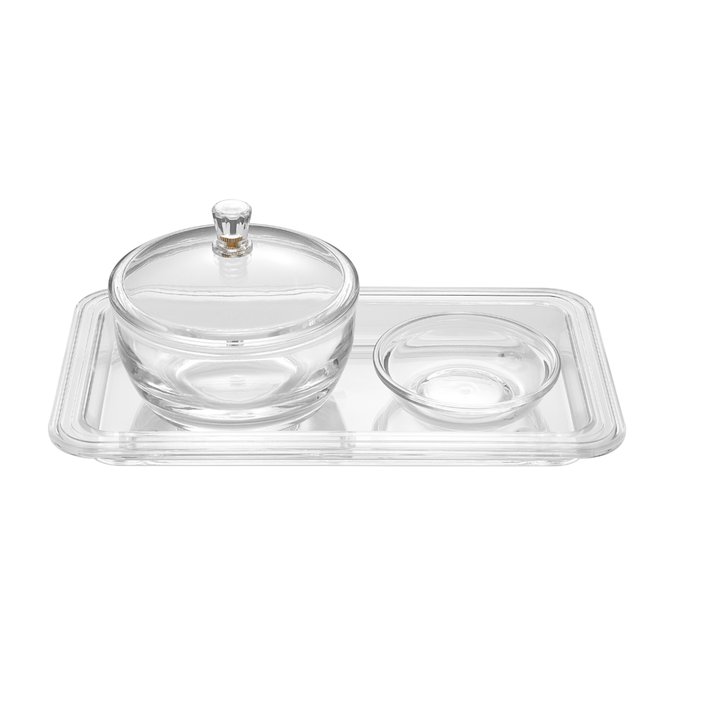 Vague Acrylic Round Date Serving Set with Tray