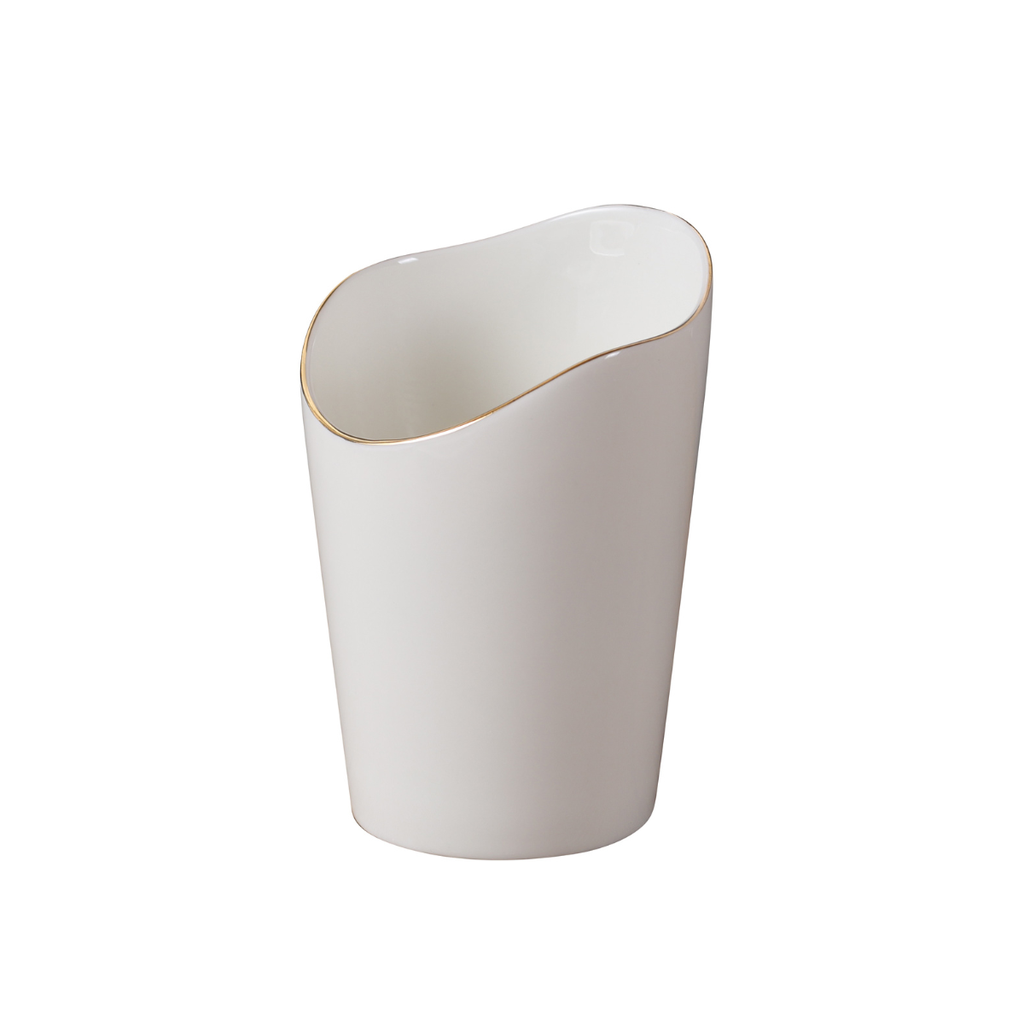 Porceletta Ivory Porcelain Snack Holder 9 x 13.3 cm with Golden Rim