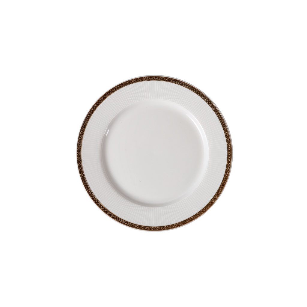 Porceletta VIP Ivory Porcelain Flat Plate with Gold Rim – 17 cm