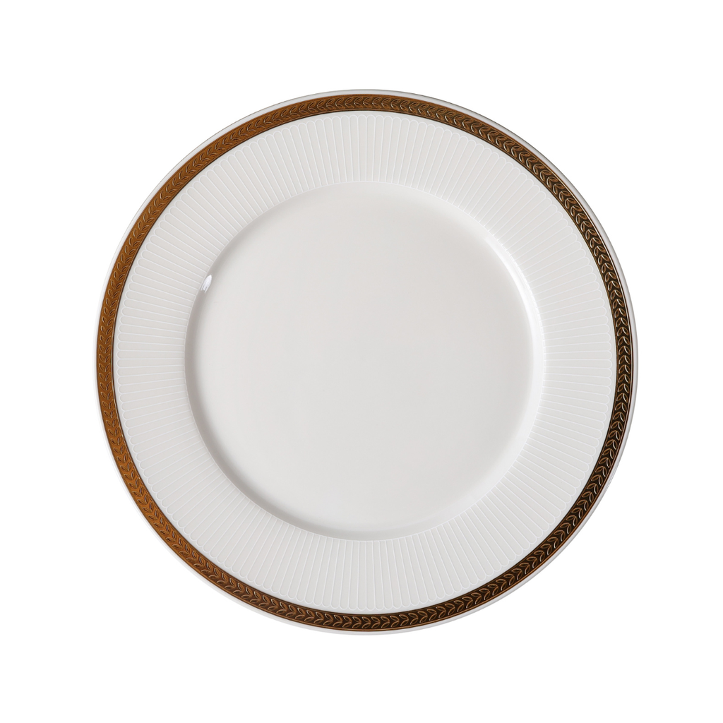 Porceletta VIP Ivory Porcelain Flat Plate with Gold Rim – 30 cm