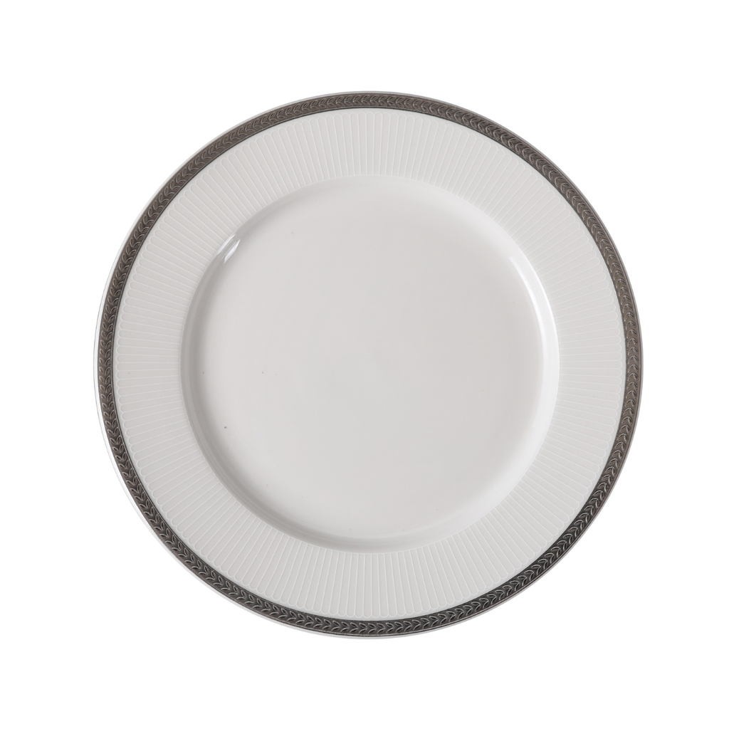 Porceletta VIP Ivory Porcelain Flat Plate with Silver Rim – 30 cm