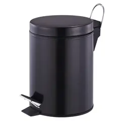 Vague 7 Liter Stainless Steel Pedal Bin Black Finish Dia 20.5 x 30.5 cm