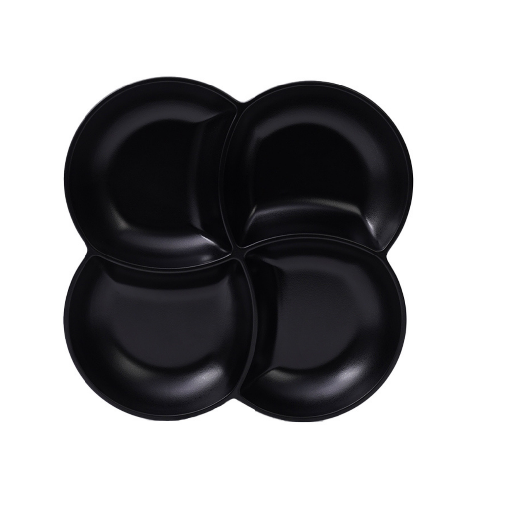Vague Melamine Square Flower Divided Platter 26 x 3.5 cm Black Matt Finish