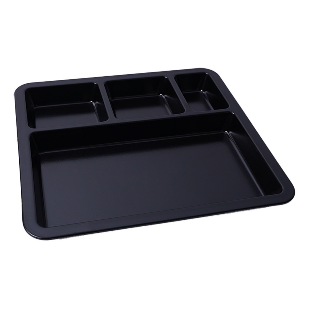 Vague Melamine Square 4 Compt. Divided Platter 28 x 3 cm Black Matt Finish