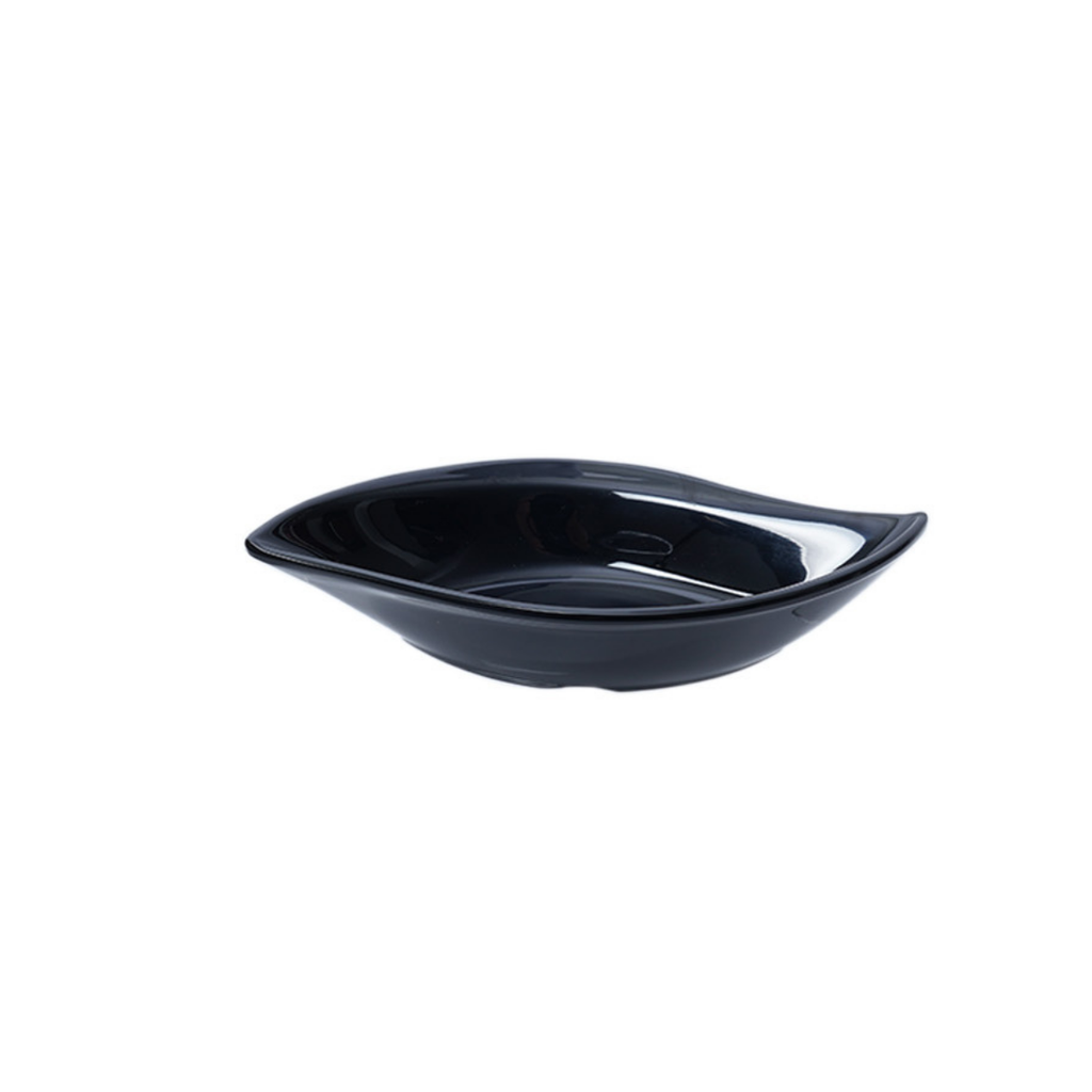 Vague Black Melamine Leaf Shape Dish 16.3 x 9 cm