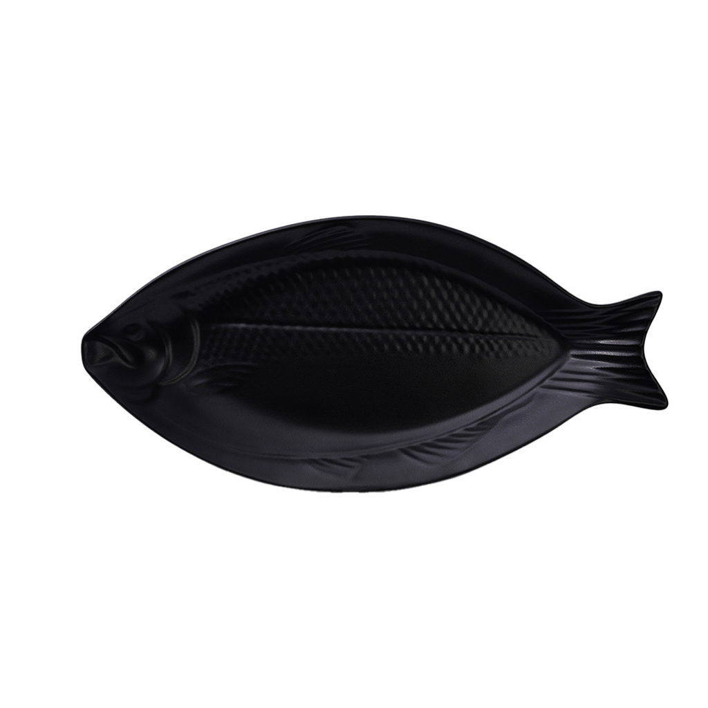 Vague Melamine Fish plate 59.5 x 28 x 5.5 cm Black Matt Finish