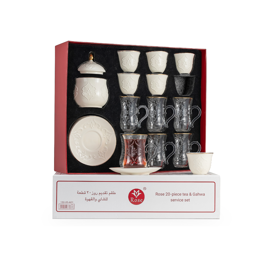 Rose Coffee & Tea 20 Pieces Serving Set White / 624-20-A01