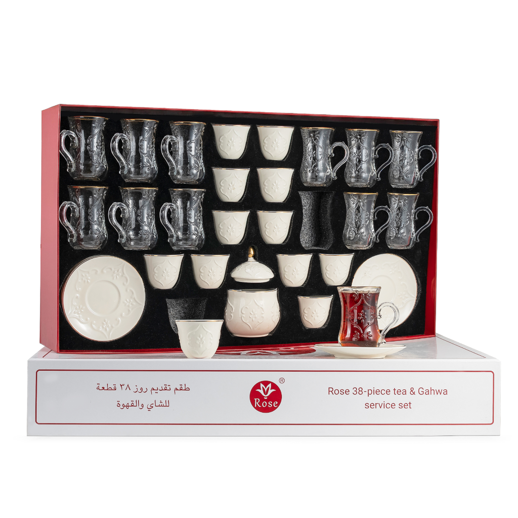 Rose Coffee & Tea 38 Pieces Serving Set White / 624-38-A01