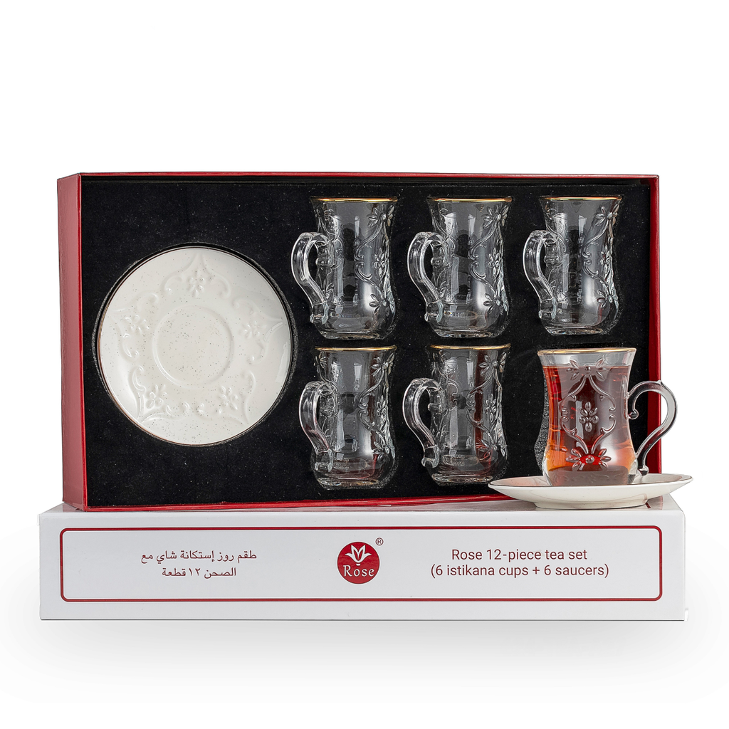 Rose Tea Cup & Saucer Set Dotted White / 624-TEA-A27