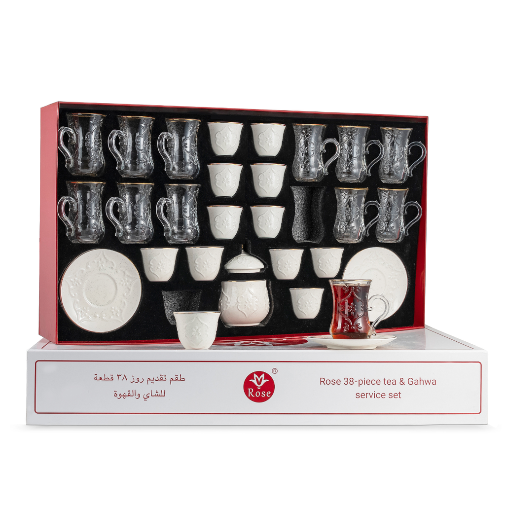 Rose Coffee & Tea 38 Pieces Serving Set Dotted White / 624-38-A27