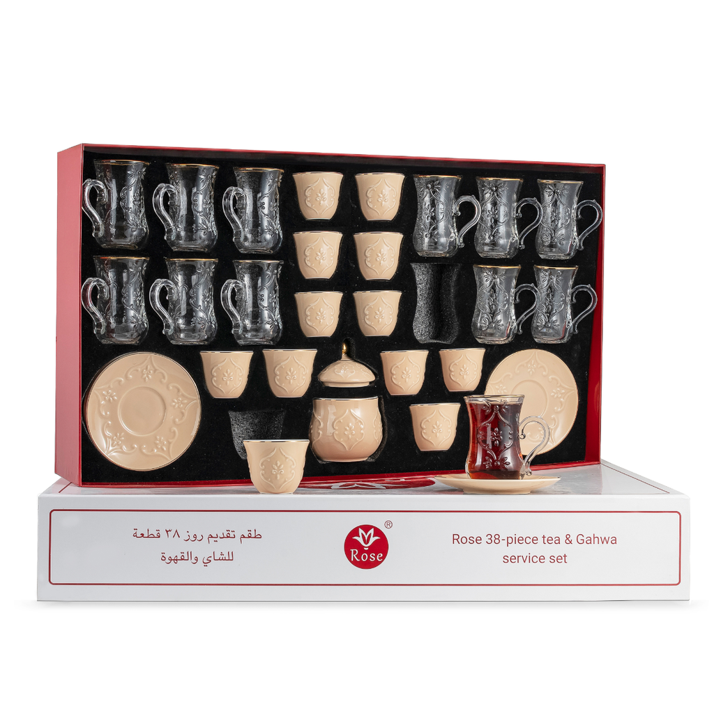 Rose Coffee & Tea 38 Pieces Serving Set Beige / 624-38-A34