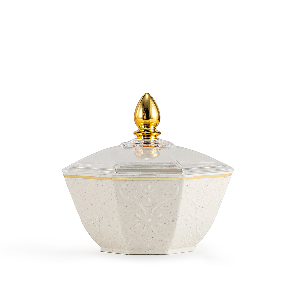 وعاء تمر بلاستيك أبيض منقط من ترامس روز