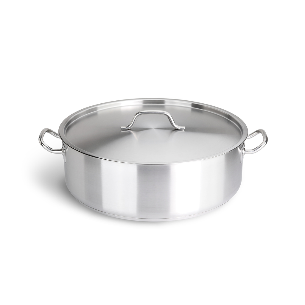 Caternox Stainless Steel Low Casserole with Lid D26 x 7.5 cm (3.98L / 4.21Qt.)