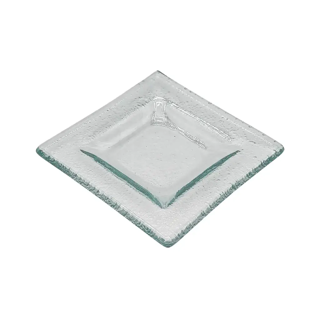 Vague Green Square Glass Dish 7 x 7 x 1.3 cm