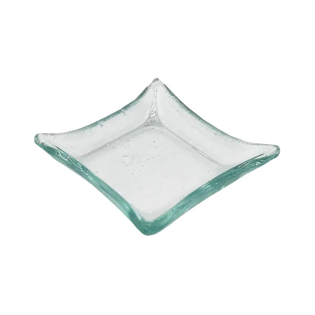 Vague Green Square Glass Dish 6.5 x 6.5 x 1.5 cm