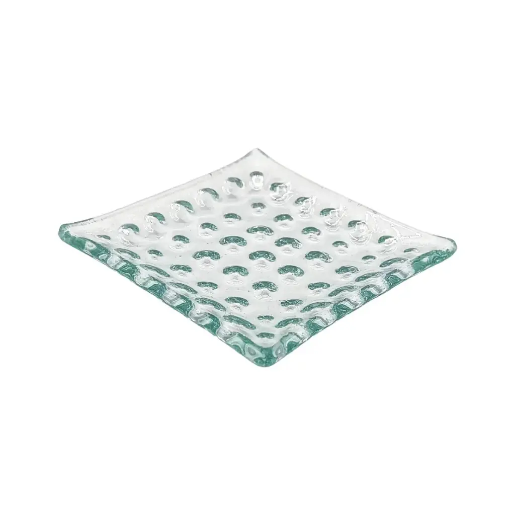 Vague Green Square Glass Dish 8 x 8 x 1 cm