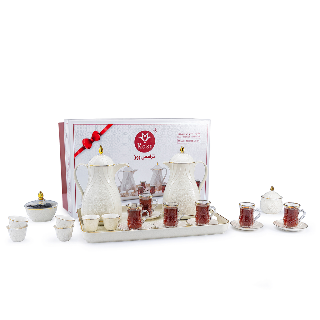 288-SET24-A27 / Rose Complete Tea & Coffee Set with Two Vacuum Flasks