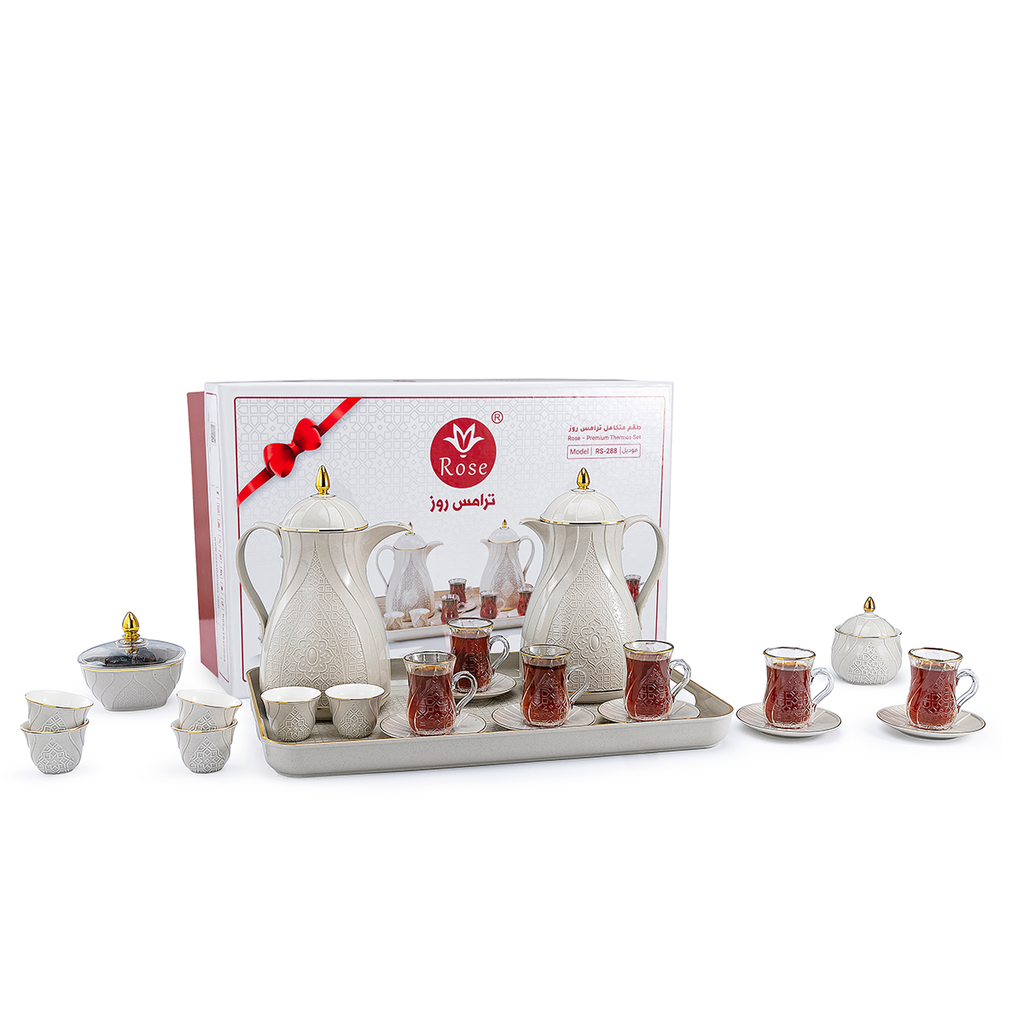 288-SET24-A35 / Rose Complete Tea & Coffee Set with Two Vacuum Flasks