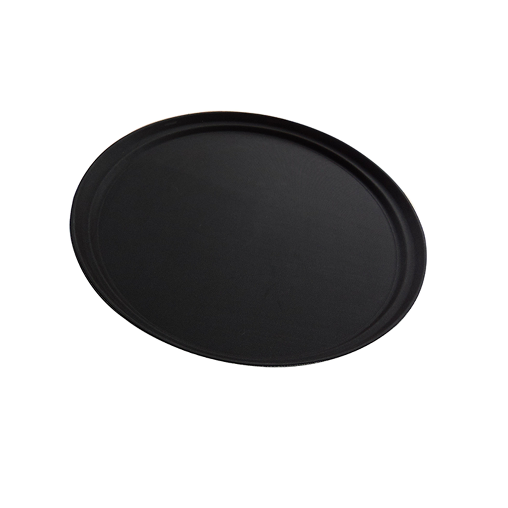 Vague Non Slip Plastic Slip Tray Black Round 35 cm