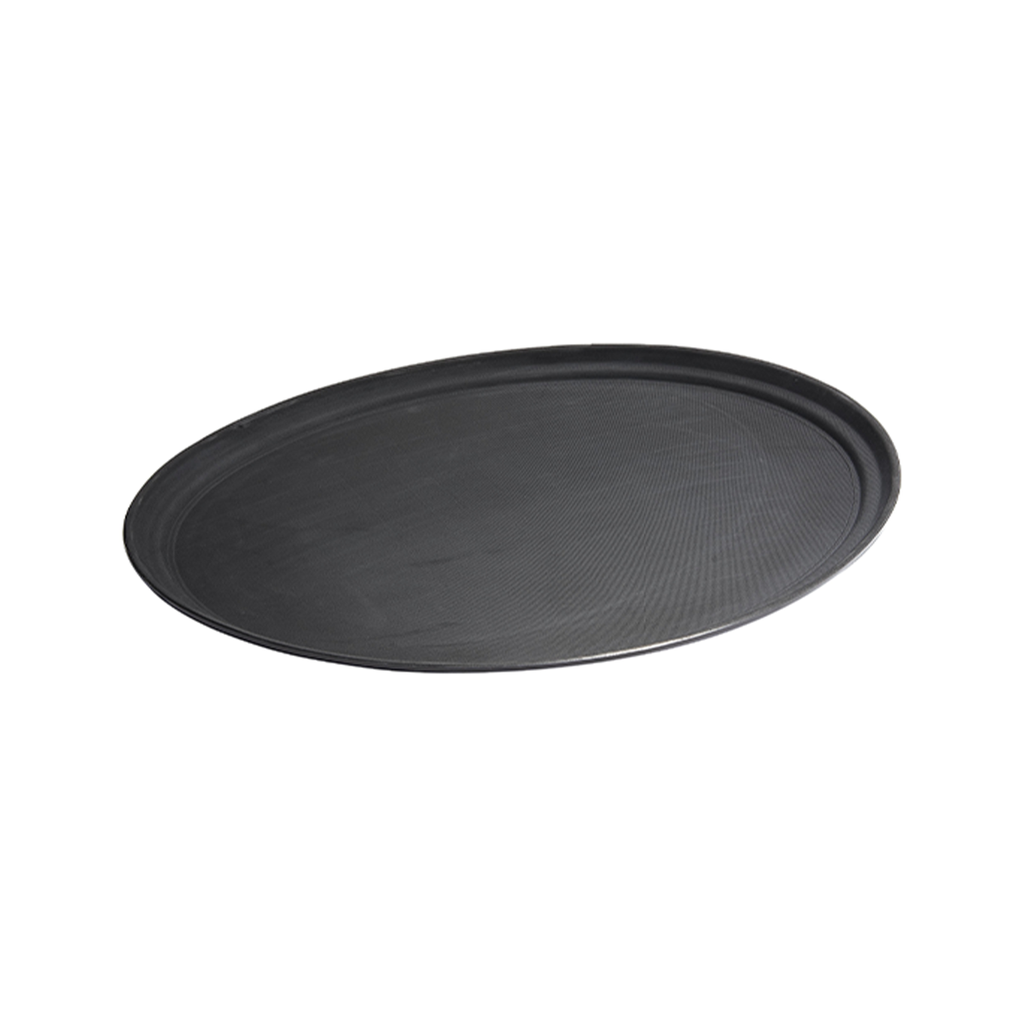Vague Non Slip Plastic Slip Tray Oval Black 60 cm x 73