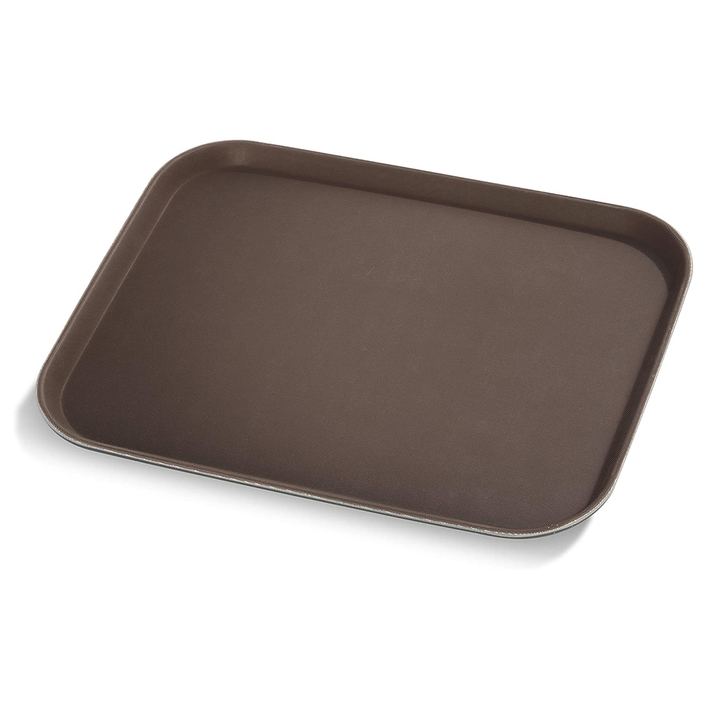 Vague Non Slip Plastic Slip Tray Rectangular Brown 28 cm x 35 cm