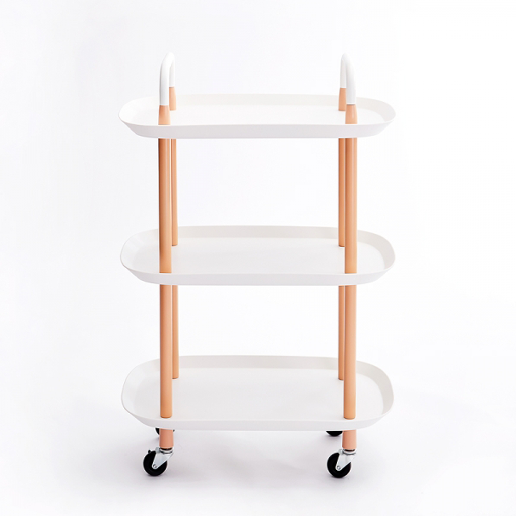 Vague Plastic Boat 3 Tier Rolling Cart White