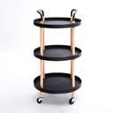 Vague Plastic Round 3 Tier Rolling Cart Black