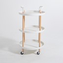 Vague Plastic Round 3 Tier Rolling Cart White