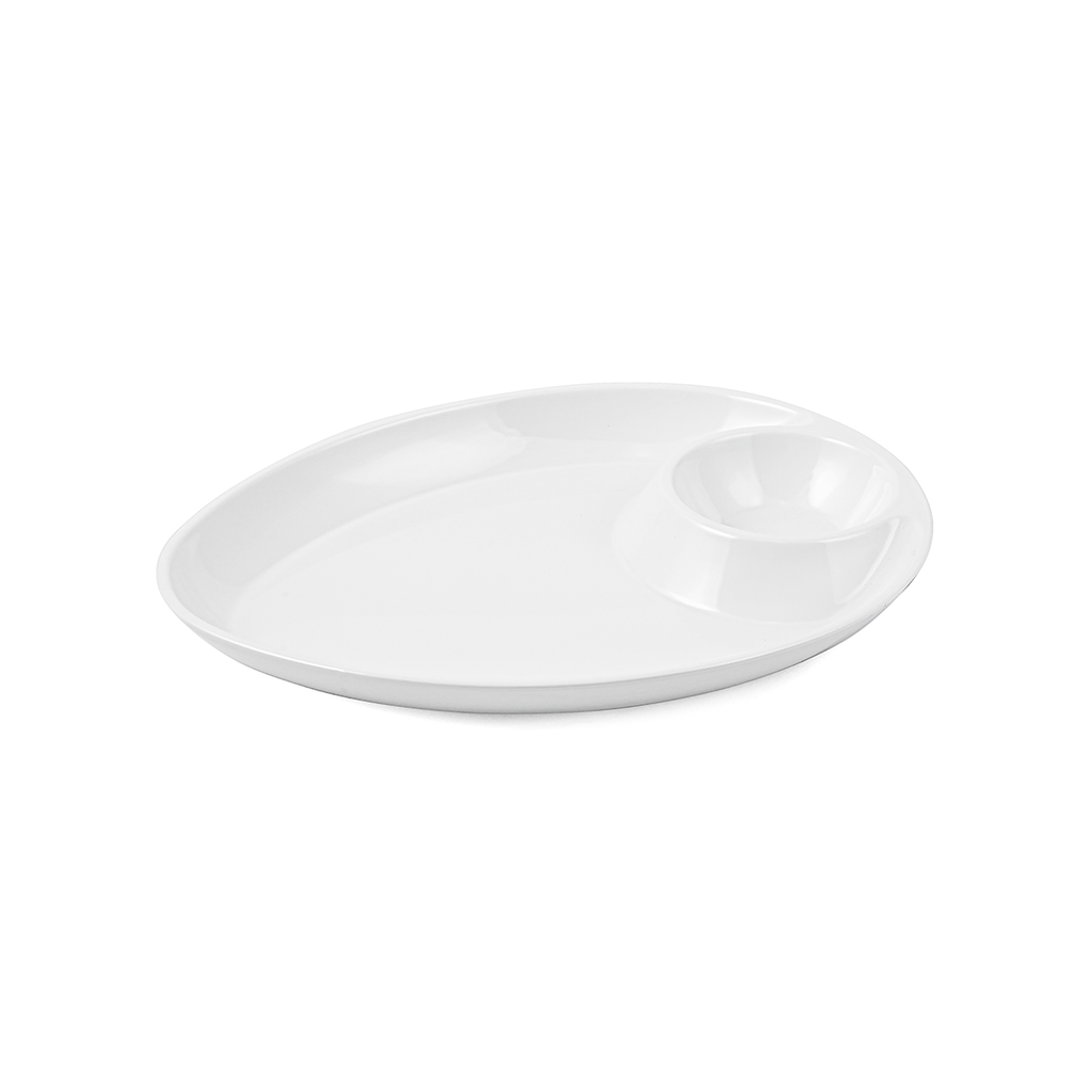 Vague Melamine Triangle Platter with Sauce Hole 25 cm