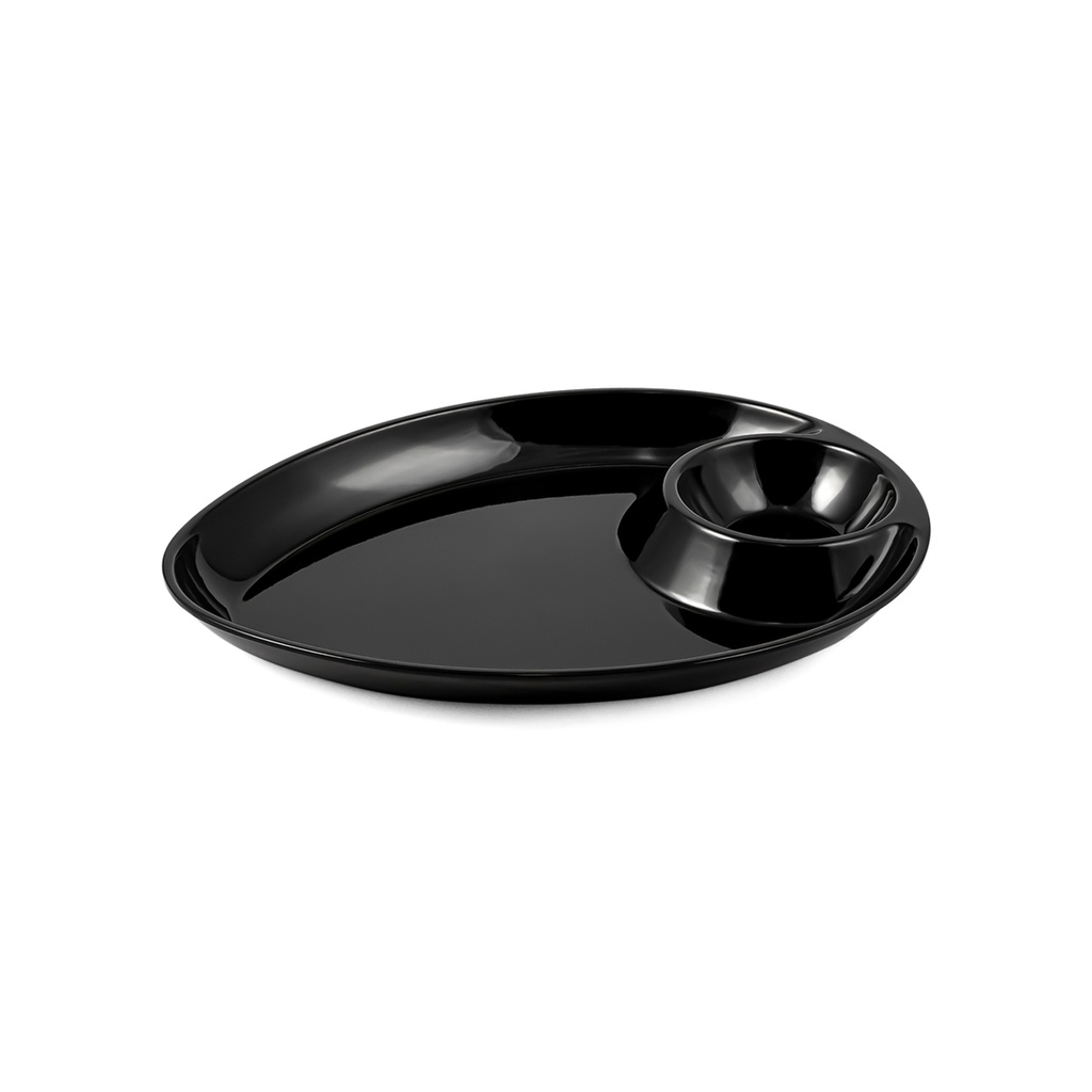 Vague Melamine Triangle Platter with Sauce Hole 25 cm