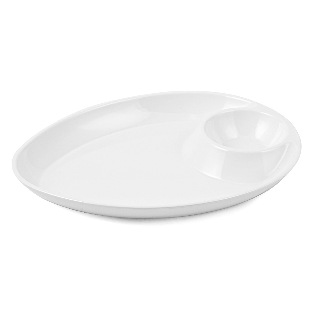 Vague Melamine Triangle Platter with Sauce Hole 30 cm