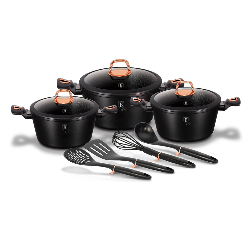 Berlinger Haus 10 Pieces Cookware & Tools Set Black Rose Collection / BH/6154