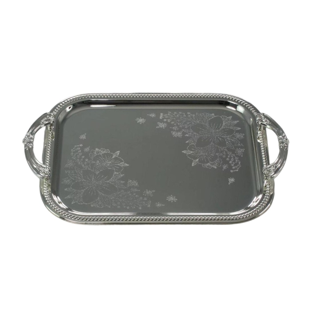 3 Pcs Rectangular Stainless Steel Trays Set Silver
