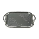 3 Pcs Rectangular Stainless Steel Trays Set Silver