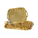 3 Pcs Rectangular Stainless Steel Trays Set Golden