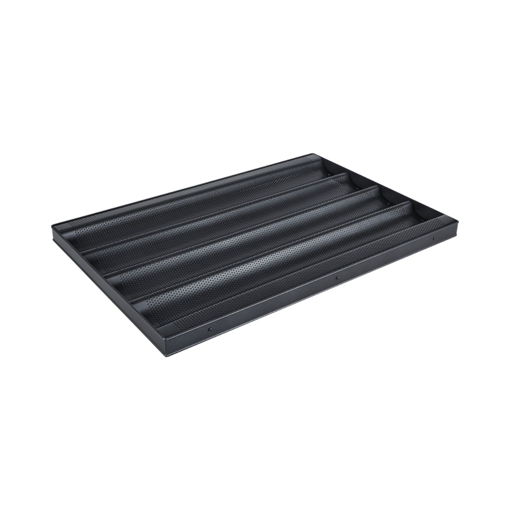 Vague Four-Trough French Non-Stick Baking Tray 60 x 40 x 3 cm Water Black
