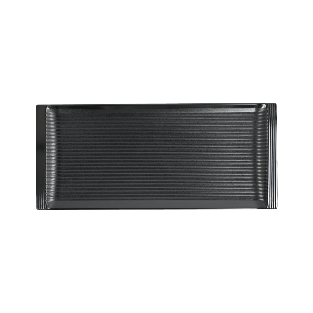 Vague Black Melamine Rectangular Platter 14"