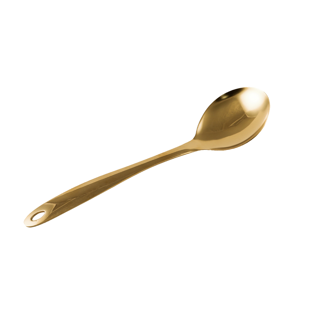 Vague Stainless Steel Gold Serving Spoon 26 cm